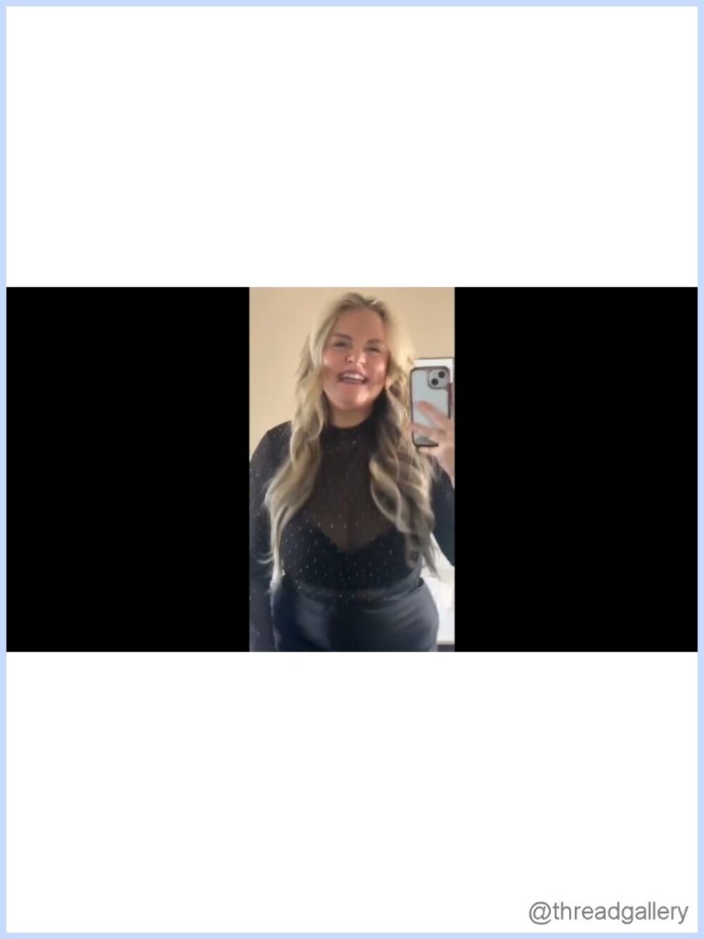 Sheer Mesh Layering Top Mock Neck Ruffle Rhinestone Long Sleeve - Picture 6 of 6